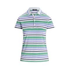 This striped Polo shirt is made with stretch jersey and cut for a gently tapered silhouette. Our signature “RLX” logo is printed at the shoulder and engraved at the snapped placket. White Tops With Signature Stripes For Workwear, Classic Polo Collar Top With Horizontal Stripes, Classic Top With Horizontal Stripes And Polo Collar, Cotton Polo With Vertical Stripes, Cotton Polo Collar Top With Vertical Stripes, Classic Fitted Striped T-shirt, White Polo Collar Top With Horizontal Stripes, Green Polo Collar Top With Contrast Stripes, Fitted Cotton Tops With Signature Stripes