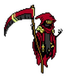 an pixel art style image of a person holding a red flag and wearing a hat