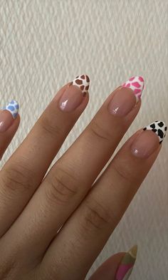 Cow Print Nails, Nail Design Glitter, Cow Nails, Her Nails, Print Nails, Simple Acrylic Nails, Acrylic Nails Coffin Short, Short Acrylic Nails Designs