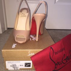 Authentic, Brand New Talon 120 Patent Leather Open Toe Sling Backs In Nude. Size 39.5. Never Worn, In Perfect Condition. Purchased For $925. Willing To Negotiate. Designer Slingback Pumps With Red Sole, Luxury Slingback Pumps With Red Sole And Ankle Strap, Luxury Ankle Strap Slingback Pumps With Red Sole, Designer Slingback Heels With Heel Strap, Designer Slingback Heels With Sculpted Heel, Designer Slingback Heels With Red Sole, Luxury Red Sole Slingback Heels, Designer Slingback Heels With 4-inch Heel, Designer Open Heel Slingback Pumps