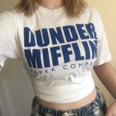 From The Beloved Show, "The Office", Under Mifflin Paper Company Graphic Shirt, New Without Tags. Super Comfy And A Great Why To Show Your Love For The Office. Made With 100% Cotton. Sz M. (Looks Great Tied In Back Or Front If You Are Smaller) Armpit To Armpit: 19” Length: 28.5” 112-B01 The Office T Shirt, Office Tops, The Office Show, Office Top, Dunder Mifflin, Graphic Shirt, Graphic Shirts, The Office, Dream Closet