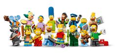 the simpsons characters are made out of legos and have different colored outfits, including one with