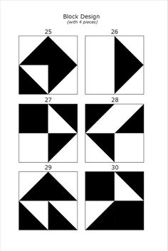 four different black and white squares with numbers on them, all in the same pattern