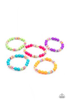 Bracelets in assorted colors. Featuring a variety of rubbery multicolored accents, this colorful stretchy bracelet is in the shade of Purple.

Sold as one kid's bracelet. Y2k Bracelets, Accessories Pack, Shades Of Blue Green, Paparazzi Accessories Jewelry, Stretchy Beaded Bracelet, Bracelet Kit, Bracelets Patterns, Making Bracelets, Kids Bracelets