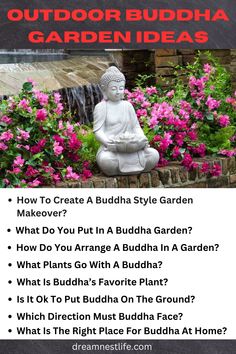 an outdoor buddha garden with the text how to create a buddha style garden