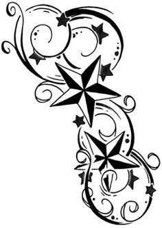 a black and white tattoo design with stars