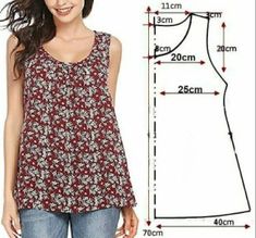 a women's top size chart with measurements