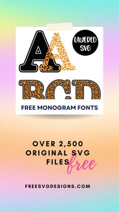 an ad for free monogram font with the letter a in leopard print on it