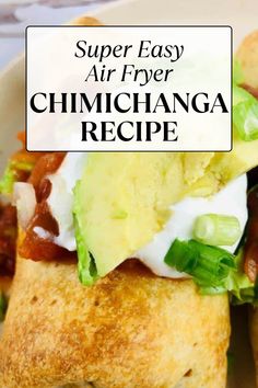 A photo of chimichangas with toppings. Air Fryer Chimichangas, Chicken Breast Salad, Beans And Cheese, Rotisserie Chicken Breast, Air Fryer Recipe, Easy Air Fryer, Deep Frying, Healthy Gluten Free Recipes, Taco Night