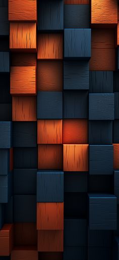 an abstract background made up of wooden blocks and orange light coming from the top right corner