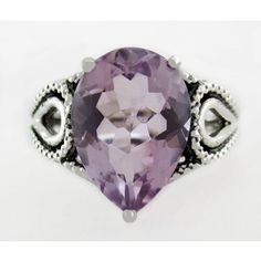 Karat : .925 Sterling Silver Gemstone : 1 Genuine Amethyst - 5.83 Carats Amethyst Grade, Hue . . . Purple Tone . . . Medium Saturation . . . Vivid Cut . . . Very Good No Inclusions Or Flaws Shape : Pear Setting : Prong Size 7 Net Weight : 4.6 Grams Dimensions : 15 Mm X 10 Mm - Gemstone Measurements Classic Silver Amethyst Ring With Gemstone Accents, Silver Amethyst Heart Cut Ring, Silver Amethyst Ring With Heart-cut Center Stone, Classic Silver Amethyst Gemstones, Purple Tone, Amethyst Ring, Jewelry Gift Box, Womens Jewelry Rings, Silver Color