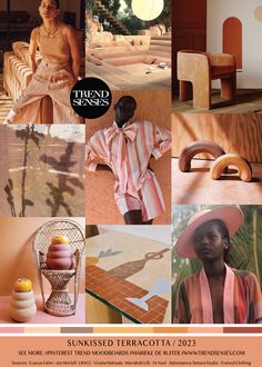 a collage of photos with an orange and pink theme