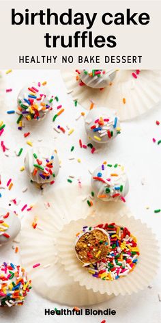 birthday cake truffles healthy no bake dessert with sprinkles on paper plates