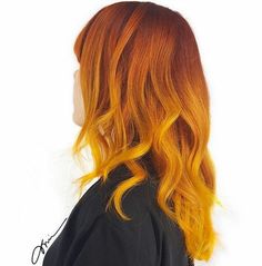 Yellow Orange Hair, Yellow Orange Hair Color, Red Orange Yellow Ombre Hair, Bright Orange Hair Aesthetic, Yellow Vivid Hair, Flame Hair, Dream Hair, New Hair, Braided Hairstyles