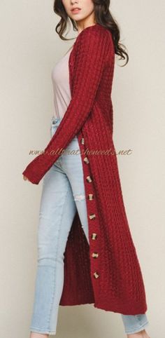 Button down, maxi, bodycon, sweater dress - Chunky cable ribbed knitting - Full length functioning buttons 57% ACRYLIC 43% NYLON Red Sweater Dress, Bodycon Sweater, Bodycon Sweater Dress, Red Sweater, Red Sweaters, Ruby Red, Rib Knit, Sweater Dress, Full Length