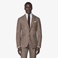 This mid-brown Havana suit brings just the right touch of color to brighten up any occasion. Tailored slim with a natural shoulder, it’s a smart pick for an effortlessly refined-yet-relaxed appeal. Italian Suit, Linen Suits, Brown Suits, Wool Flannel, Silk Linen, 3 Piece Suits, Straight Leg Trousers, Tailored Jacket, Navy Stripes