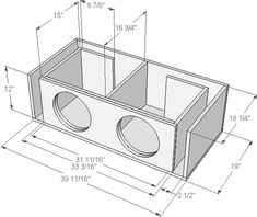 the drawing shows an open box with two doors and one door on each side, which is