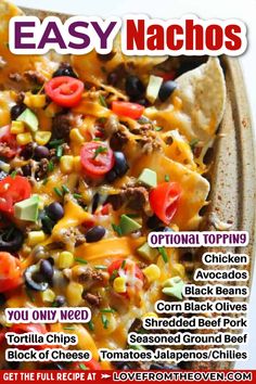 an easy nachos recipe is featured on the cover of this magazine