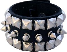 Spiked Wristband, Silver Gothic Wristband With Rivets, Adjustable Black Spiked Wristband, Punk Leather Wristband, Punk Metal Wristband Bracelet, Leather Wristbands, High Quality Leather, Made In The Usa, High Quality