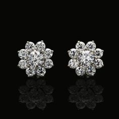 Premium 1.5Ct Simulated Round Diamonds 2-in-1 Flower Jacket Stud 14K White Gold Earrings, Fine Jewelry 4 In 1 Diamond Earrings Indian, Real Diamond Earrings Studs Indian, Solitaire Earrings Jacket, Flower Jacket, Round Diamond Earrings, Wedding Studs, Easter Earrings, Diamond Earrings Design, Halo Earrings