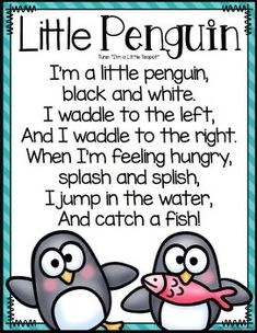 a penguin poem with an image of two penguins and the words, i'm a little