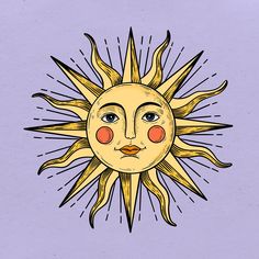 the sun with its face drawn in ink