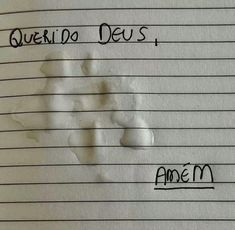 a piece of paper with writing on it that says queriddo deus and ame m