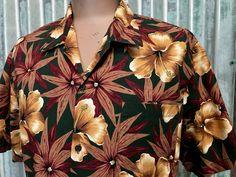 Vintage short sleeve Hawaiian shirt - burgundy, green and brown. Size XLarge Measurements: Chest: 124 cm/ 48 inches Shoulder: 51 cm / 20 inches Length: 75 cm / 29.5 inches Sleeve Length: 22.5cm / 10 inches This item is one of a kind. BUYING VINTAGE: While all care is taken to state any obvious faults, please note that when you buy a vintage or preloved item, they may show small signs of ageing, wear and/or repair. Visit my website   https://phoenixmenswear.com.au/ Lots of fun stuff for guys and girls...!! Please note that if you are ordering from anywhere outside of Australia please add your phone number as it is now required for delivery.  Thanks much. Brown Short Sleeve Hawaiian Shirt, Brown Short Sleeve Hawaiian Top, Brown Hawaiian Short Sleeve Tops, Casual Burgundy Short Sleeve Shirt, Brown Cotton Hawaiian Shirt With Short Sleeves, Vintage Brown Hawaiian Shirt With Short Sleeves, Brown Vintage Hawaiian Shirt With Short Sleeves, Doctor Who Costumes, Hawaiian Print Shirts