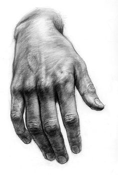 a black and white drawing of a hand