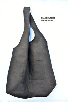 "Reversible Hobo Bag / Natural Linen for Outside Layer and Inside Layer. Dimension; 15.25\" Length x 5.5\" Width x 13.5\" Height (at center). Shoulder Strap Height: 10.5\" at center. Because Bags are 100% natural linen and handmade, size would vary slightly. Pls note that the color of the fabric may slightly vary from screens. Care: Machine wash in a net or Hand wash and Air dry." On-the-go Hobo Bag With Pockets, Black Hobo Bag With Pockets For On-the-go, Black Bags With Adjustable Straps For Summer, Black Standard Backpack For Summer, Versatile Hobo Tote Bag With Pockets, On-the-go Hobo Shoulder Bag With Pockets, Black Hobo Bag With Pockets, Versatile Reversible Hobo Tote Bag, Versatile Reversible Tote Shoulder Bag