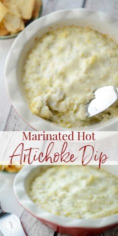 this is an image of homemade hot artichoke dip