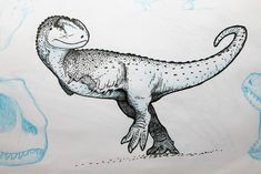 a drawing of a t - shirt with a dinosaur on it