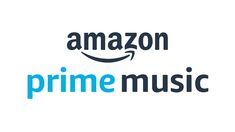 the amazon prime music logo is shown in black and blue letters on a white background