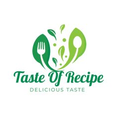 the logo for taste of recipe, which is designed to look like leaves and spoons