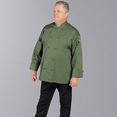 Dress your chefs in the best with this Uncommon Threads Pulse unisex lightweight sea green customizable long sleeve chef coat 0706. Made from a 5.3 oz. 65/35 poly-cotton fine line twill, this jacket is lightweight, comfortable, looks professional, and is durable enough to stand up to any food service environment. Each jacket has full-length sleeves with finished cuffs for a sleek, professional look. This jacket has a chest pocket, a cell pocket on one sleeve, and a utility shoulder pocket on the Chef Coats For Women, Chef Jackets Women, Women's Chef Jacket, Chef Coats, Green Chef, Chef Jackets, Sea Green Color, Chef Coat, A Cell