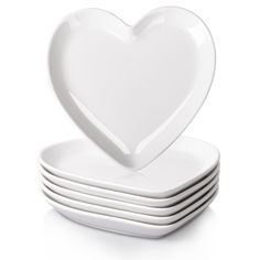 PRICES MAY VARY. Creative Tableware: The perfect heart-shaped design, with clean and smooth lines, is a light and sturdy heart shape plate. Perfect for everyday use or entertaining guests, the ceramic heart plates are both practical and great holiday decorations. Versatile: The right dinnerware can make ordinary dishes look carefully prepared while you enjoy them every day. Ceramic dessert plates are great for a variety of desserts, salads, bread, snacks, pasta, and more. Premium Quality: Made f Heart Shaped Plates, Heart Plates, Heart Desserts, Heart Bowl, Heart Dish, White Dinner Plates, Heart Shaped Bowls, Dessert Salads, Appetizer Plates