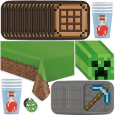 the paper tableware is designed to look like minecraft