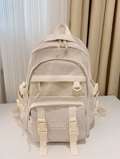 Backpacks Astetic, Cheap White Backpack, Women Bags 2023, Preppy Bags For School, Shein Backpack, Aesthetic School Bags, Aesthetic School Bag, Nice Backpacks, Mochila Aesthetic