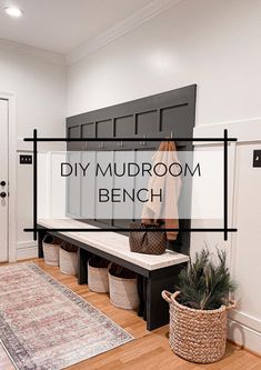 the entryway is clean and ready for guests to use it as a mudroom bench