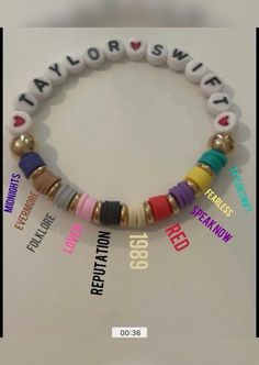 Eras Tour Activities, Taylor Swift Eras Bracelet, Eras Bracelet, Concert Bracelets, Taylor Swift Bracelets, Eras Concert, Make Clay Beads, Swift Bracelets, Taylor Swift Party