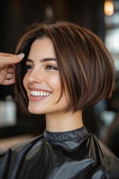 Click for More ➡️ | Save for Later ❤️  An asymmetrical bob with one side longer than the other offers a contemporary and edgy vibe. Great for older women wanting a stylish update. Try a platinum blonde for a striking contrast. (Modern Asymmetrical Bob - Short Bob Hairstyles For Women) Very Short Bob Hairstyles, Asymmetrical Bob Short, Short Haircut Styles, Asymmetrical Bob, Types Of Hair, Bob Hairstyles For Fine Hair, Shot Hair Styles, Hair Color Highlights, Short Hair Haircuts