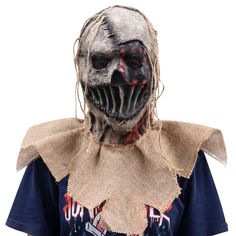 PRICES MAY VARY. 【Scary Scarecrow Mask】Whether you are so exciting of Halloween coming or not? This clown burlap sack mask is hand-painted in 3D, every detail is lifelike, special and creepy design with imppecable craftsmanship and color. 【Material】This Clown Scarecrow Mask be made of linen and latex. Breathable and easy to clean. 【Wide Vision Breathable】See and breathe through the nose mouth hole without any impediment. It transfers body heat and stretches well for long wear. 【Proper Size】One s Hood Halloween Costume, Scary Clown Mask, Scarecrow Mask, Scary Scarecrow, Scary Halloween Masks, Creepy Carnival, Creepy Costumes, Creepy Faces, Joker Costume