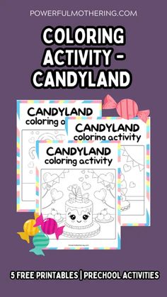 Get 5 FREE Candy Land Coloring pages Perfect for Prechoolers! Candyland Printable, Coloring Activities For Kids, Candyland Games, Coloring Activities, Candyland Christmas, Candyland Party, Candy Theme