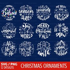 christmas ornaments and hand lettering bundle