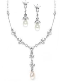 Freshwater Pearl and CZ Bridal Jewelry Set in Silver Lace Accessories, Bridal Jewelry Set, The Modern Bride, Wedding Accessories Jewelry, Silver Lights, Bridal Pearls, Wedding Jewelry Sets, Bridal Jewelry Sets, Faceted Crystal