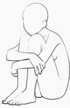 a drawing of a person sitting on the ground with their arms crossed and legs crossed