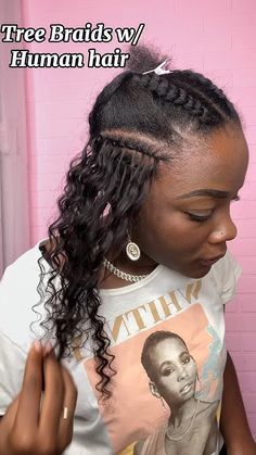 Tree braids using Human hair! #treebraids #bob #blackgirlhairstyles Braid Down Pattern For Crochet Braids, Braids With Human Hair Black Women, Crochet Hair Braids Styles, Tree Braids Human Hair, Natural Hairstyles Updos For Black Women, Treebraids With Human Hair, Tree Braids Hairstyles Wet And Wavy, Braided Up Do For Black Women, Short Curly Braids For Black Women