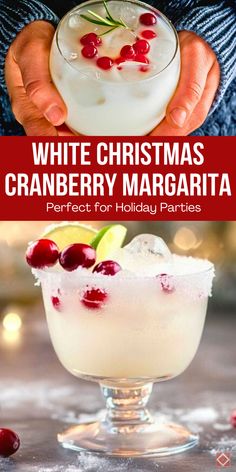 white christmas cranberry margarita recipe with text overlay