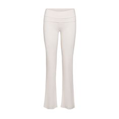 These soft and stretchy Cotton Jersey pants have a ‘00s-inspired foldover waistband with an ultra-feminine ruched detail. Full Length 4-way Stretch Pants For Loungewear, Chic Sweatpants For Lounging With Elastic Waistband, Versatile Stretch Pants For Lounging, Chic Sweatpants With Elastic Waistband For Lounging, Chic Elastane Sweatpants For Loungewear, Chic Straight Leg Yoga Pants With Elastic Waistband, Chic Comfort Stretch Pants For Loungewear, Chic Yoga Pants With 4-way Stretch, Chic Straight Yoga Pants With Elastic Waistband