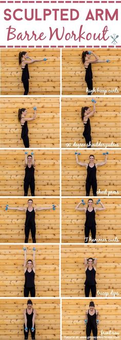 an image of a woman doing exercises for her arms and shoulders with the words sculpted arm bare workout